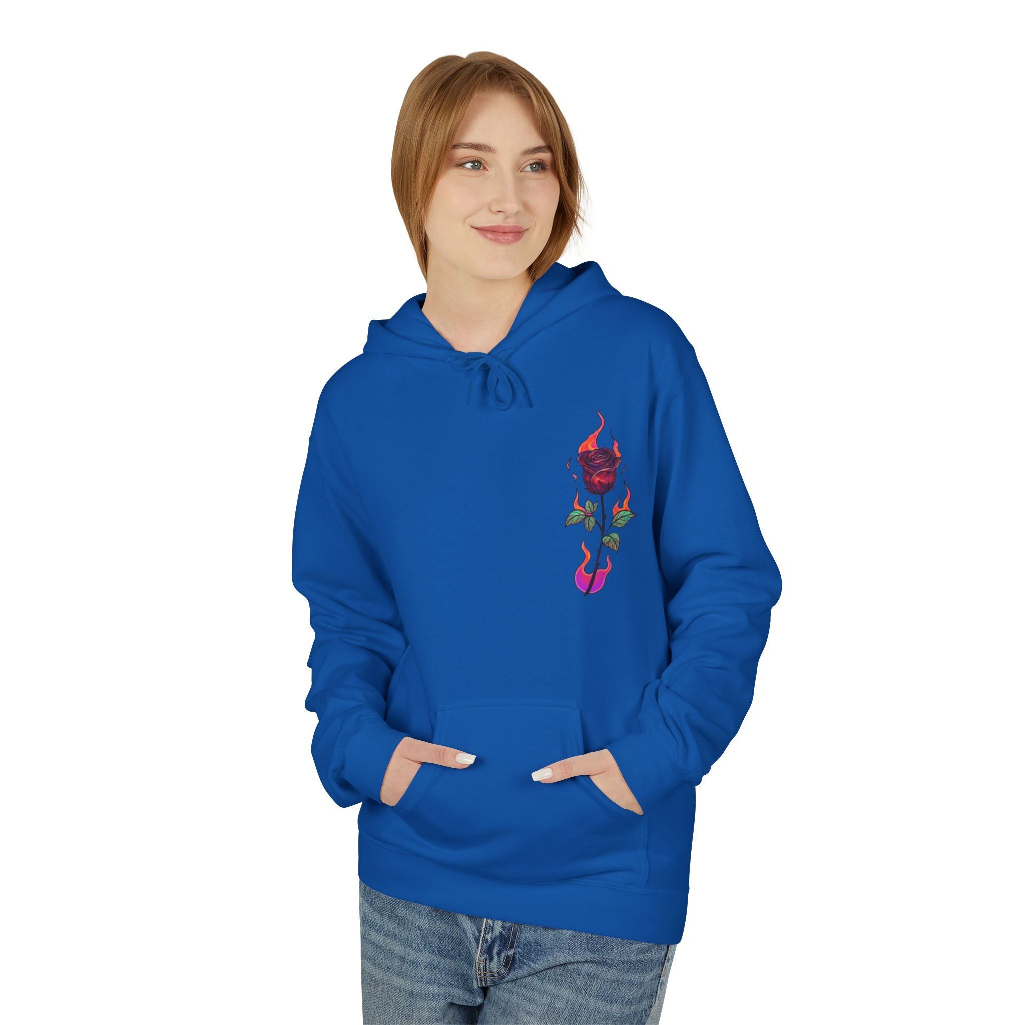 No Evil Hoodie – Burning Rose Streetwear Pullover | See No Evil Hear No Evil Speak No Evil | Graphic Fleece Hoodie