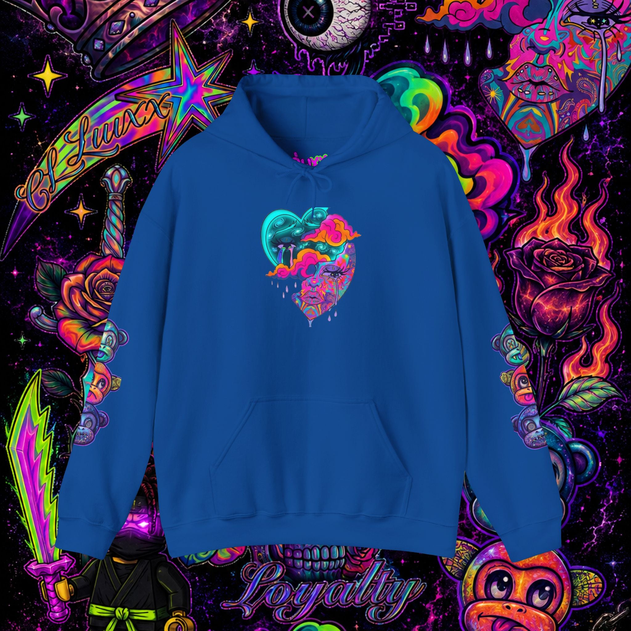 Psychedelic Heart Hoodie | CL LUXX Premium Graphic Pullover Sweatshirt