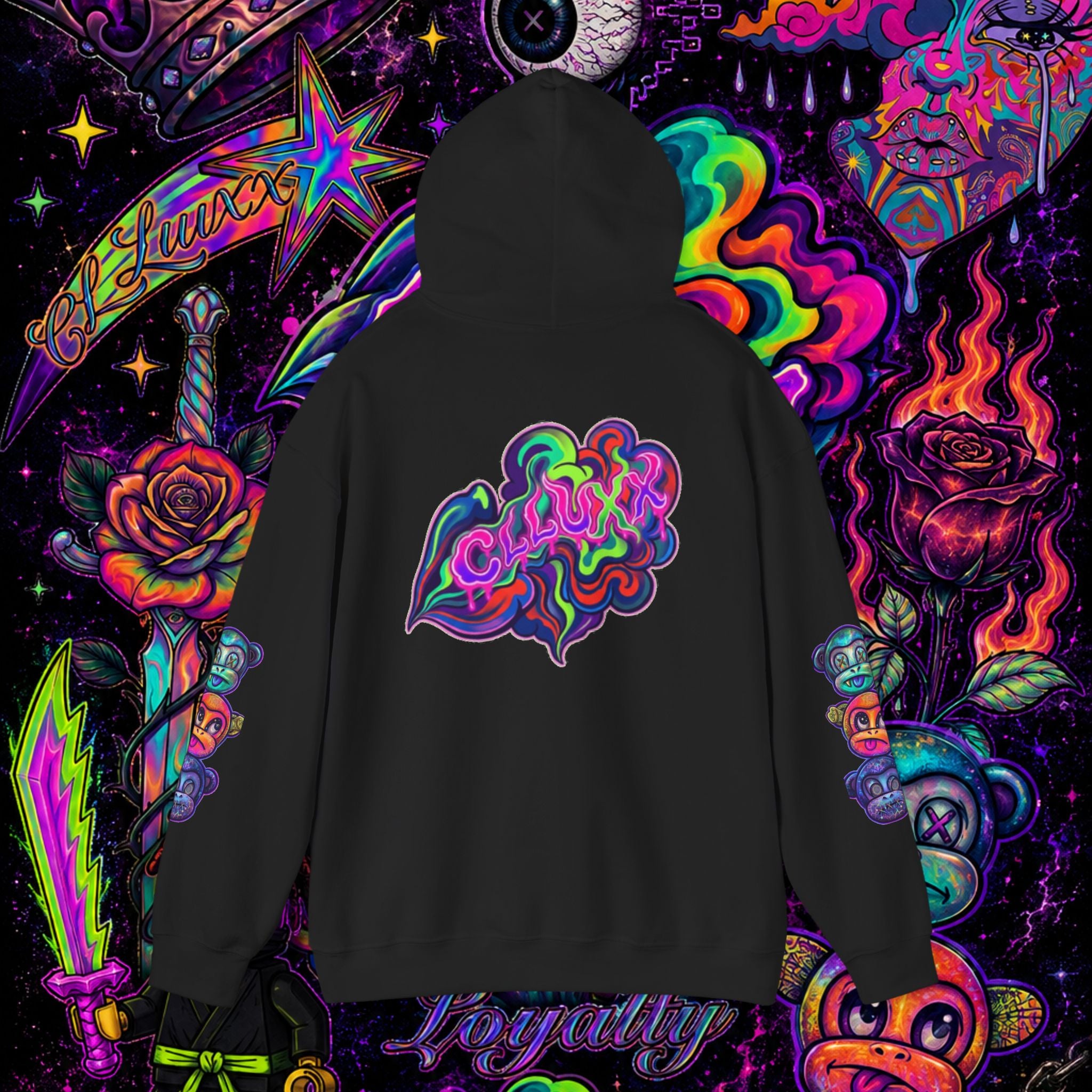 Psychedelic Heart Hoodie | CL LUXX Premium Graphic Pullover Sweatshirt