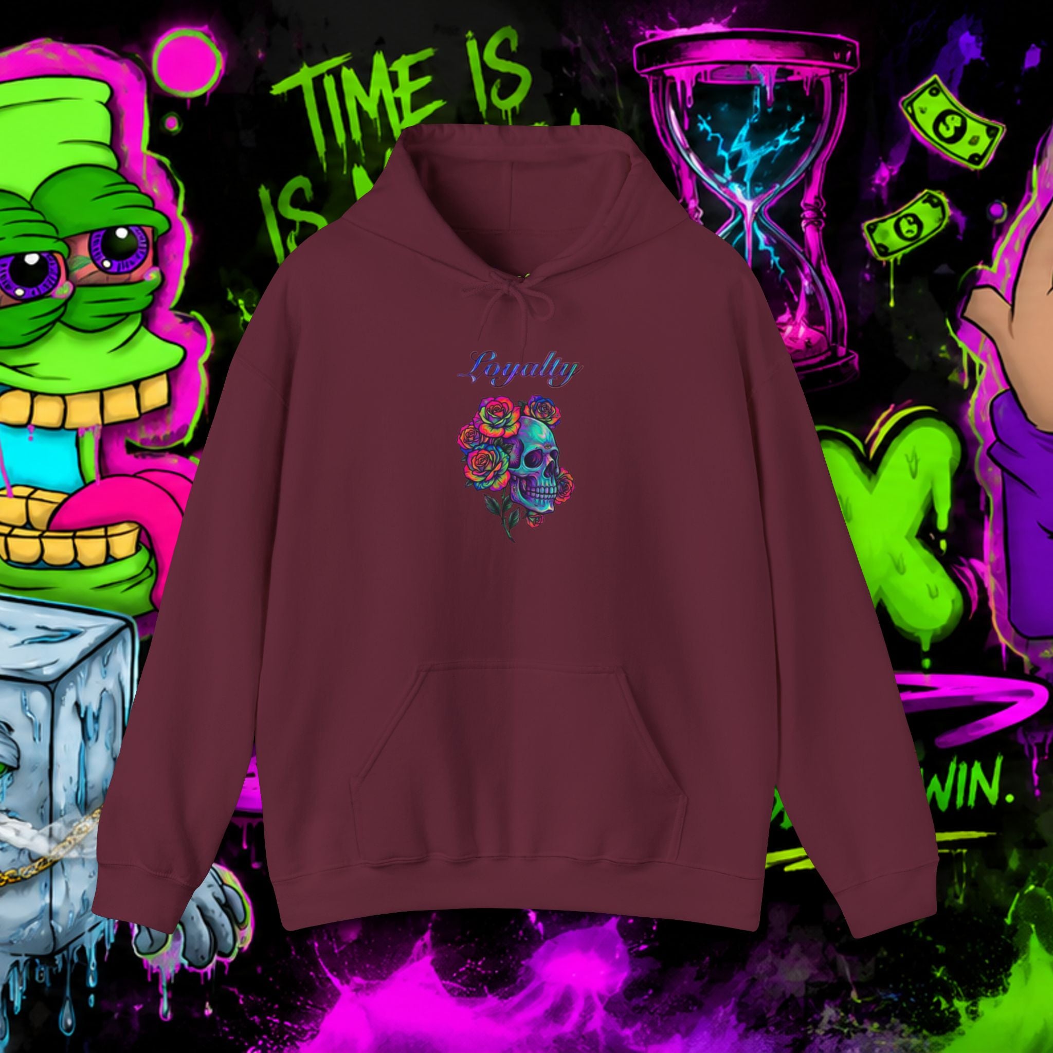 Loyalty Skull Hoodie — Back Rose Dagger Design
