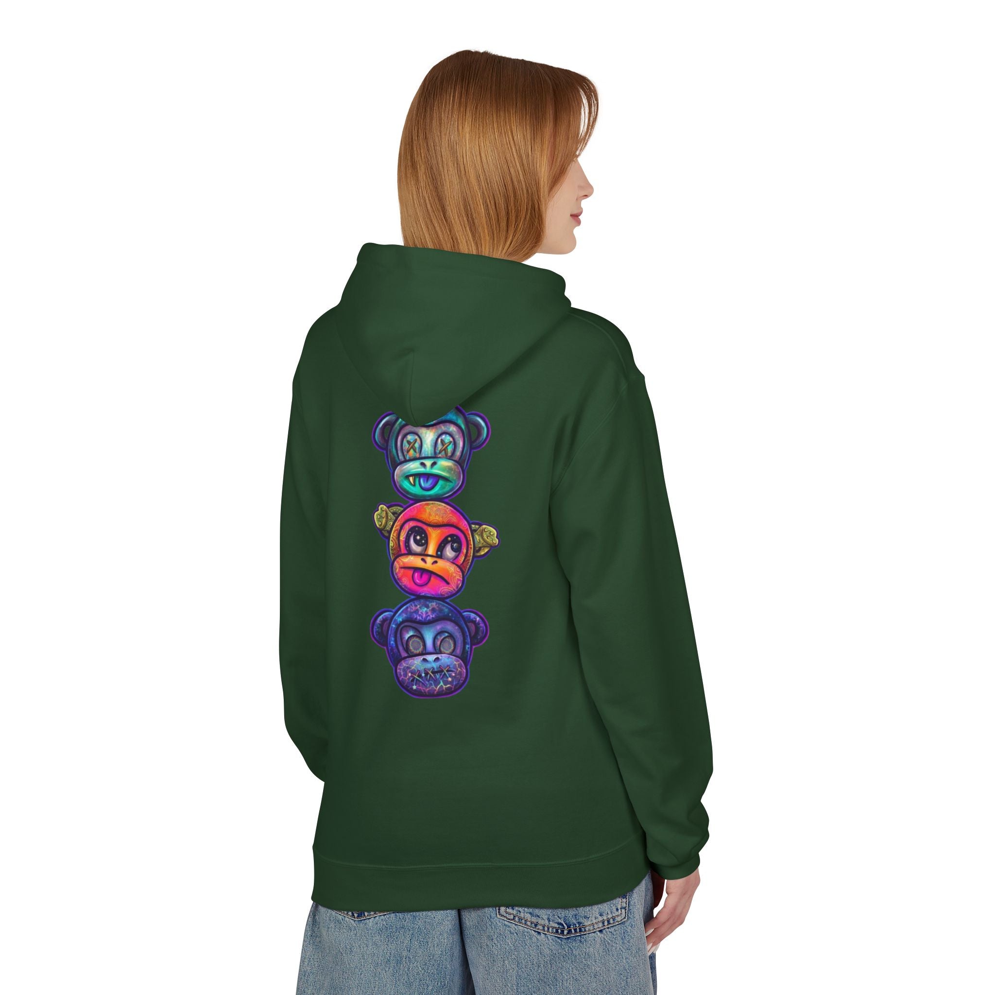 No Evil Hoodie – Burning Rose Streetwear Pullover | See No Evil Hear No Evil Speak No Evil | Graphic Fleece Hoodie