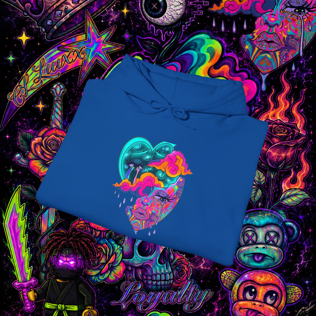 Psychedelic Heart Hoodie | CL LUXX Premium Graphic Pullover Sweatshirt