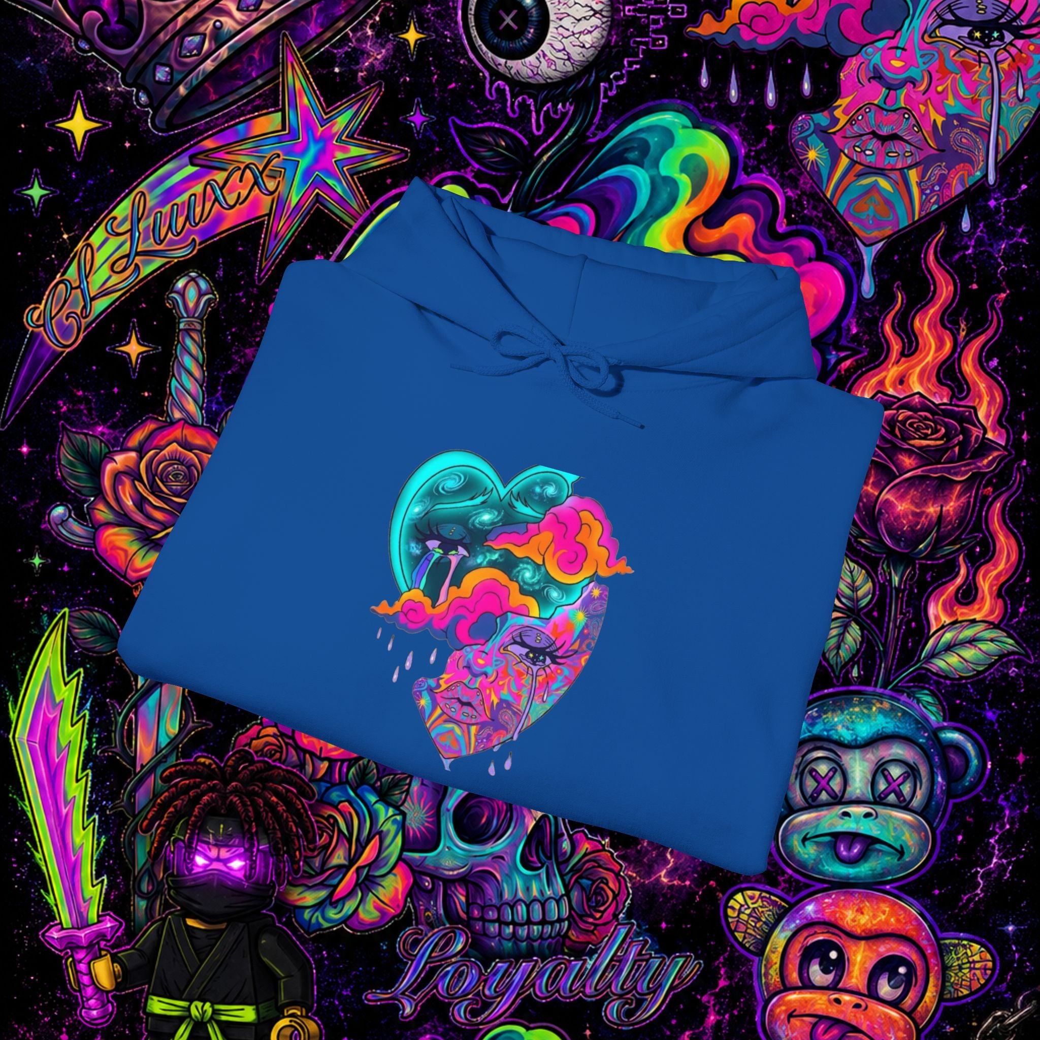 Psychedelic Heart Hoodie | CL LUXX Premium Graphic Pullover Sweatshirt