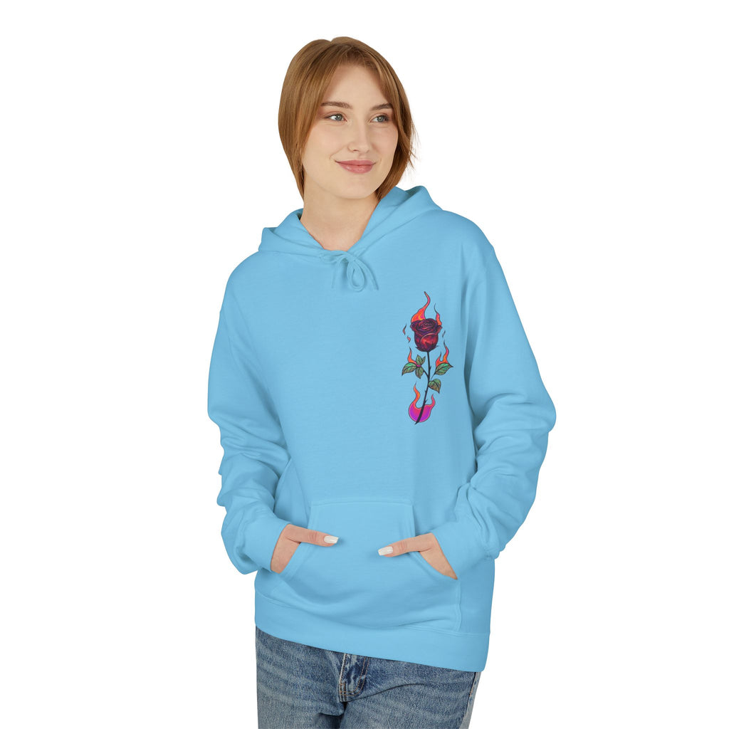 No Evil Hoodie – Burning Rose Streetwear Pullover | See No Evil Hear No Evil Speak No Evil | Graphic Fleece Hoodie