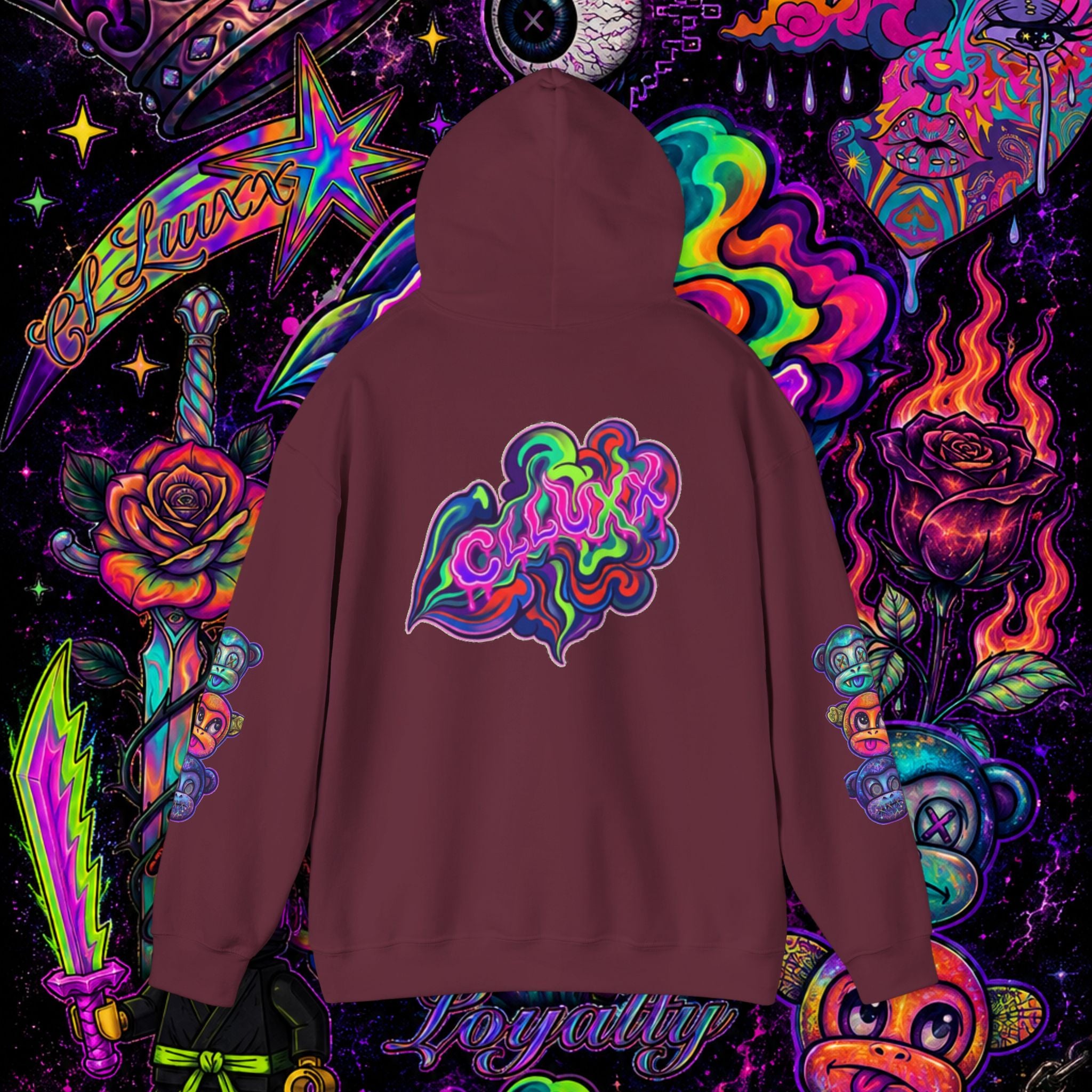 Psychedelic Heart Hoodie | CL LUXX Premium Graphic Pullover Sweatshirt