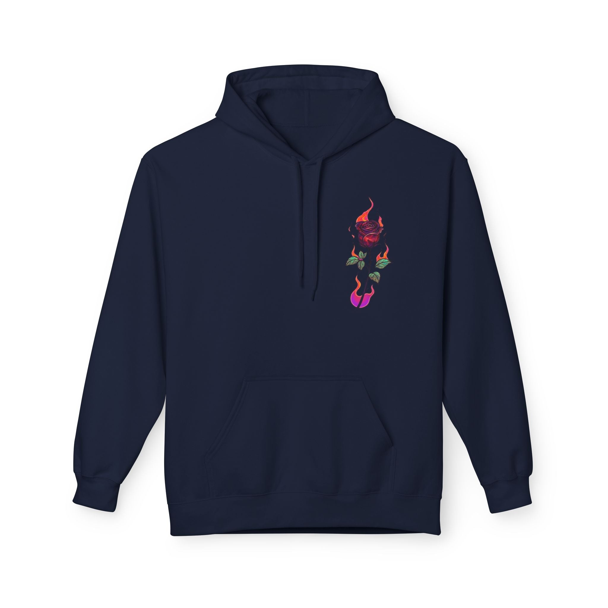 No Evil Hoodie – Burning Rose Streetwear Pullover | See No Evil Hear No Evil Speak No Evil | Graphic Fleece Hoodie