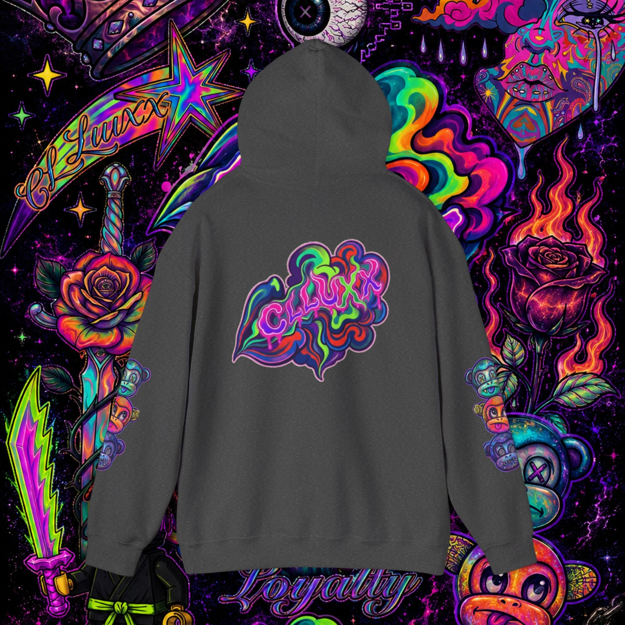 Psychedelic Heart Hoodie | CL LUXX Premium Graphic Pullover Sweatshirt