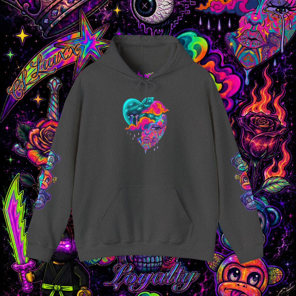 Psychedelic Heart Hoodie | CL LUXX Premium Graphic Pullover Sweatshirt