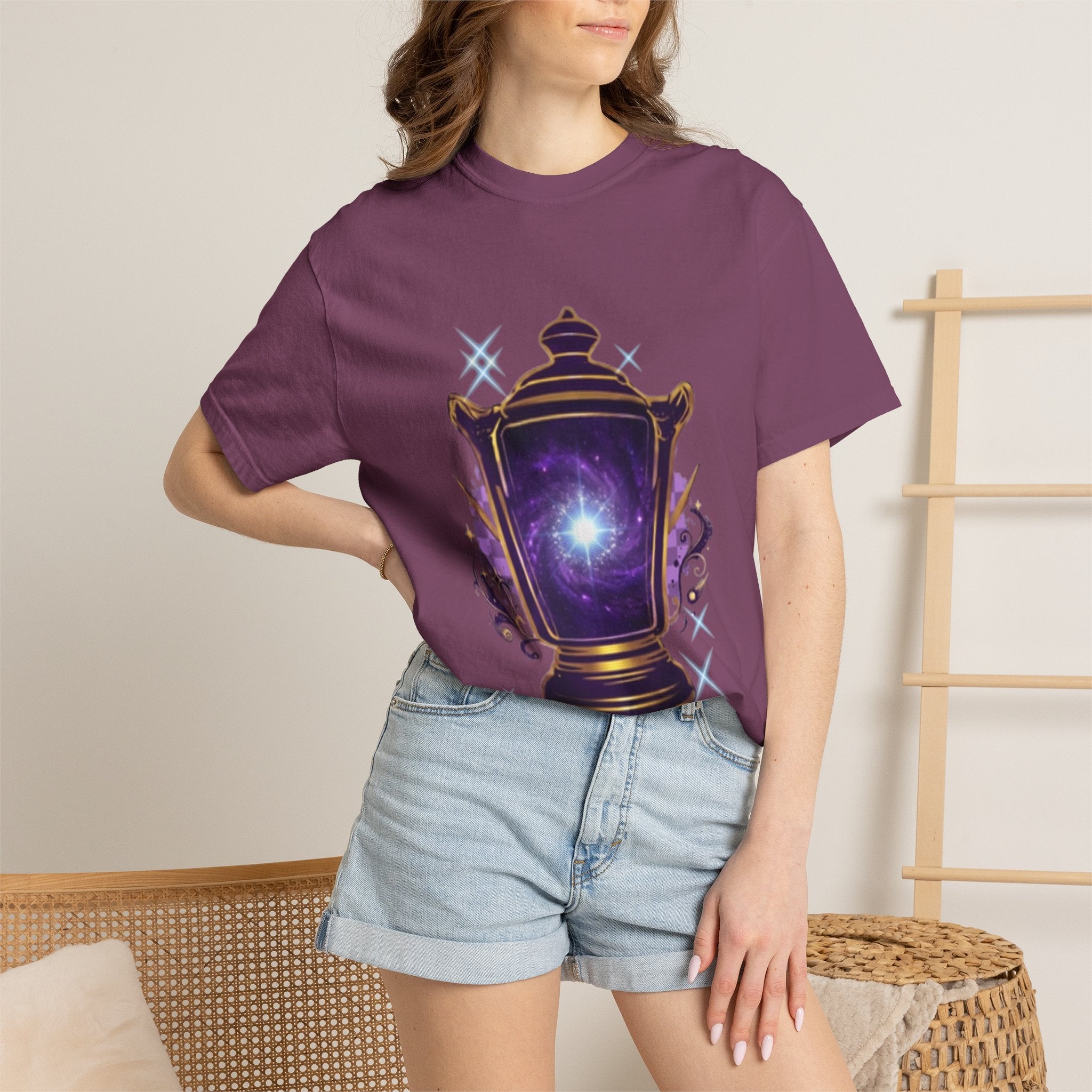 Mystic Lantern & Loyalty Skull Tee | Heavyweight Garment-Dyed Graphic T-Shirt