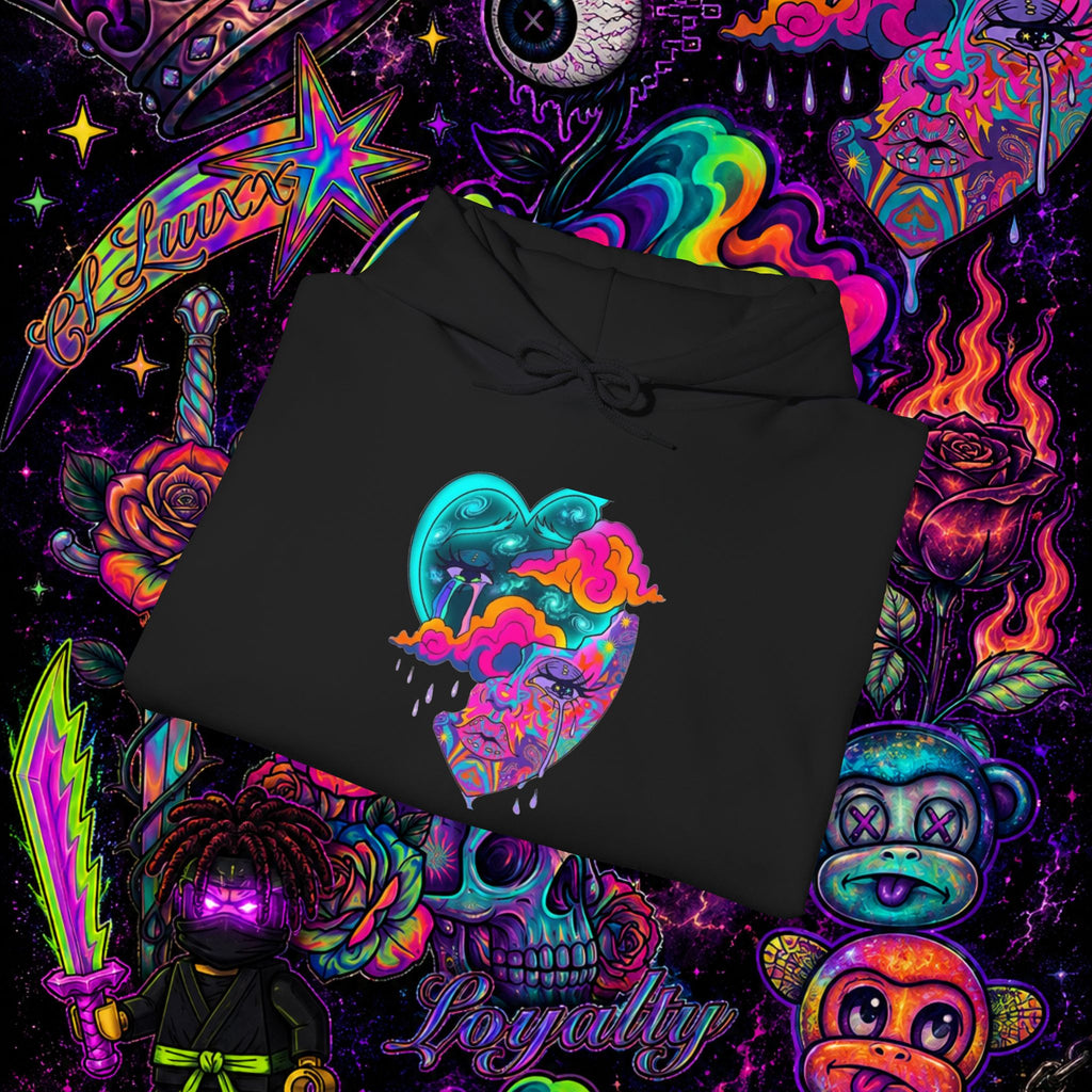 Psychedelic Heart Hoodie | CL LUXX Premium Graphic Pullover Sweatshirt
