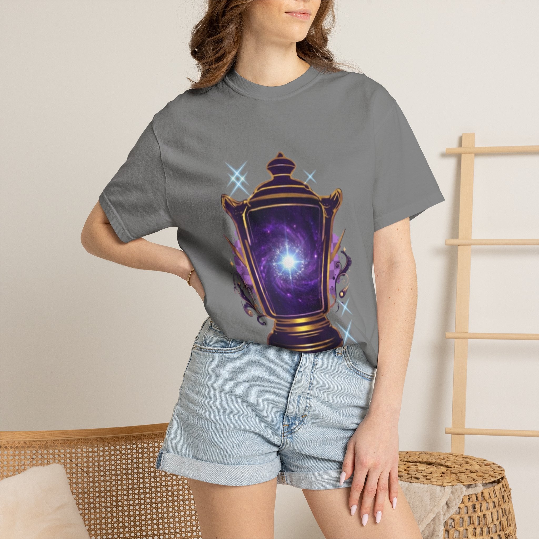 Mystic Lantern & Loyalty Skull Tee | Heavyweight Garment-Dyed Graphic T-Shirt