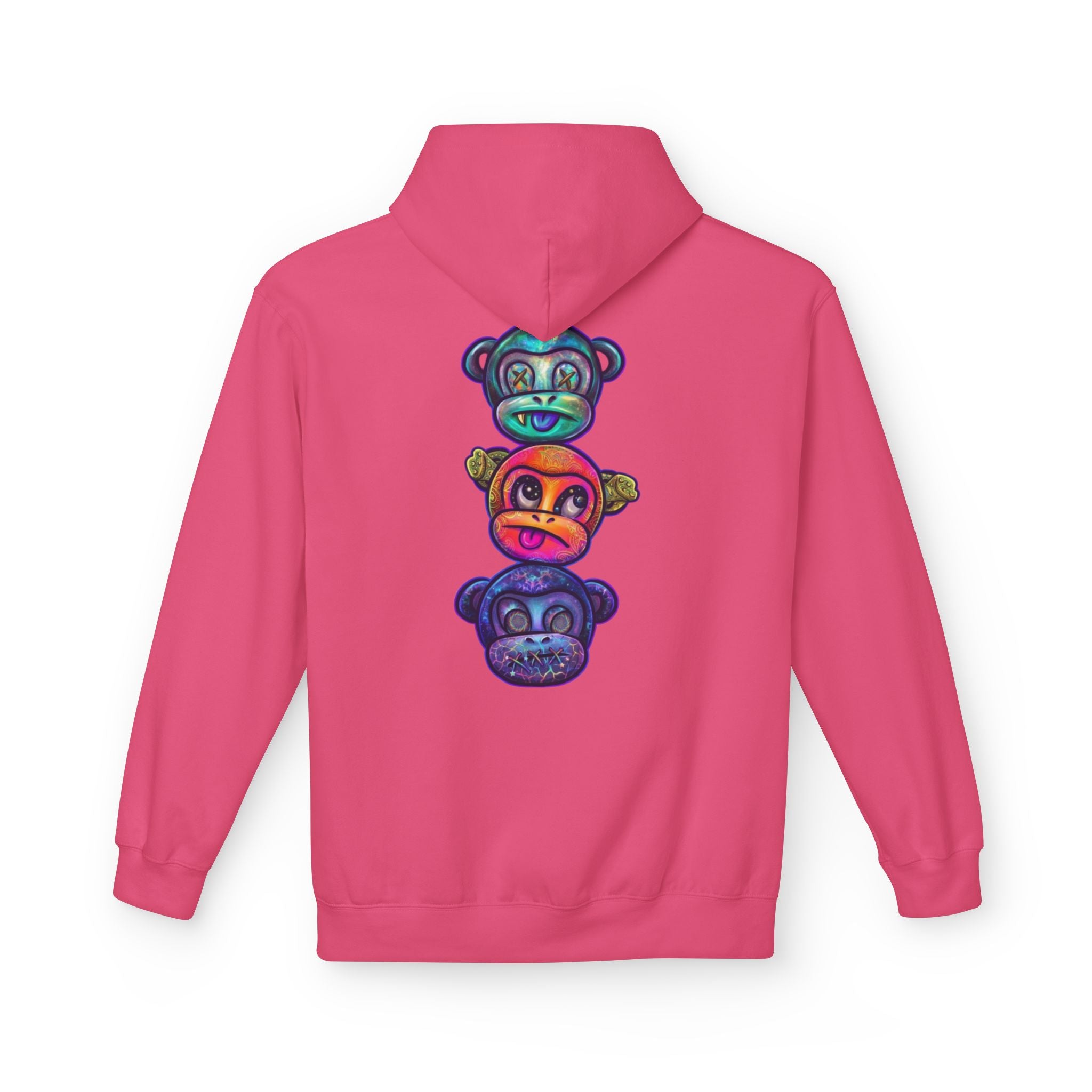 No Evil Hoodie – Burning Rose Streetwear Pullover | See No Evil Hear No Evil Speak No Evil | Graphic Fleece Hoodie