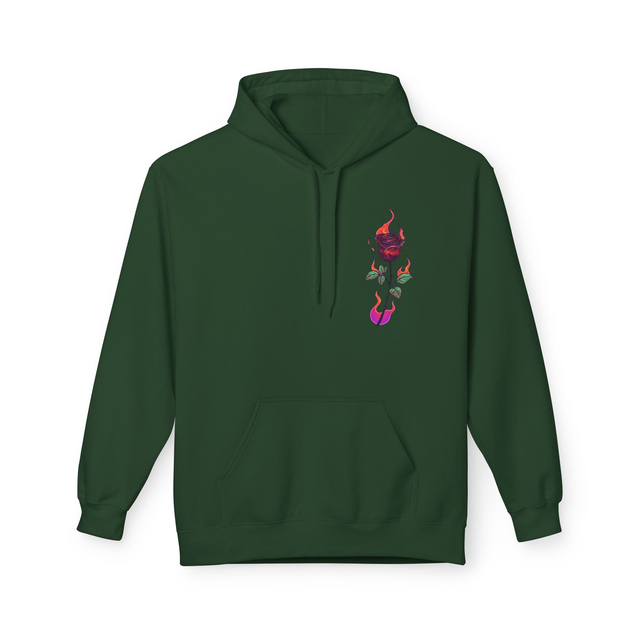 No Evil Hoodie – Burning Rose Streetwear Pullover | See No Evil Hear No Evil Speak No Evil | Graphic Fleece Hoodie
