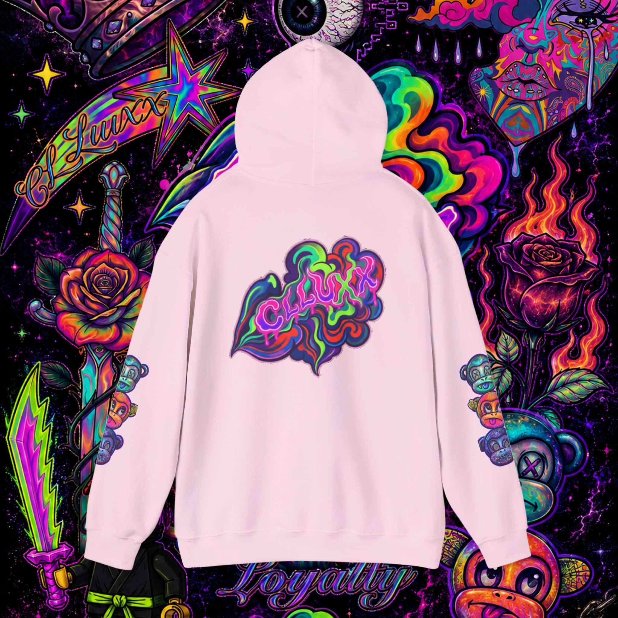 Psychedelic Heart Hoodie | CL LUXX Premium Graphic Pullover Sweatshirt