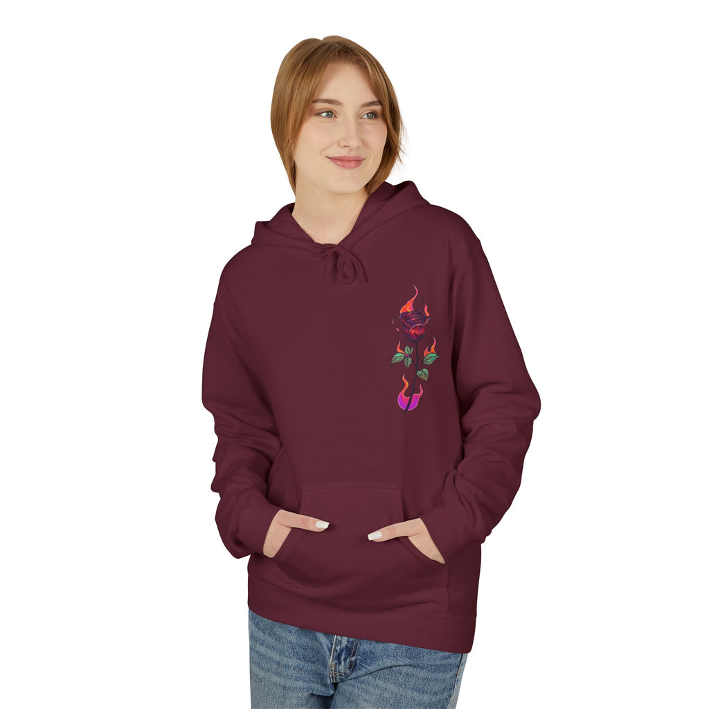 No Evil Hoodie – Burning Rose Streetwear Pullover | See No Evil Hear No Evil Speak No Evil | Graphic Fleece Hoodie