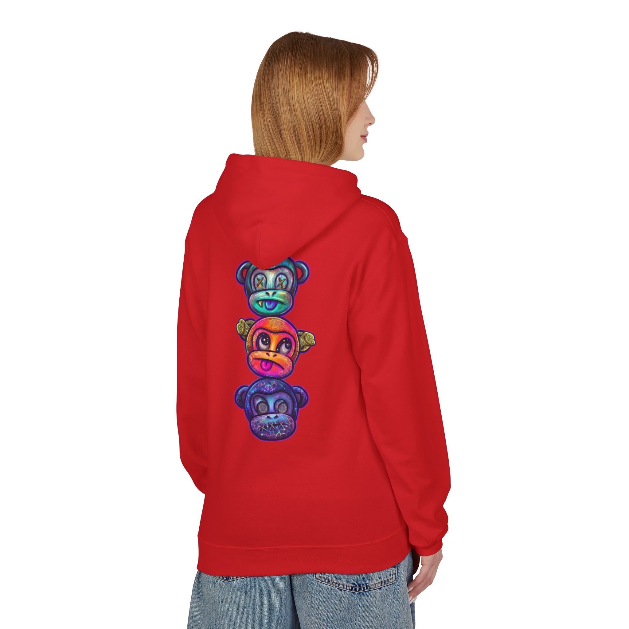 No Evil Hoodie – Burning Rose Streetwear Pullover | See No Evil Hear No Evil Speak No Evil | Graphic Fleece Hoodie