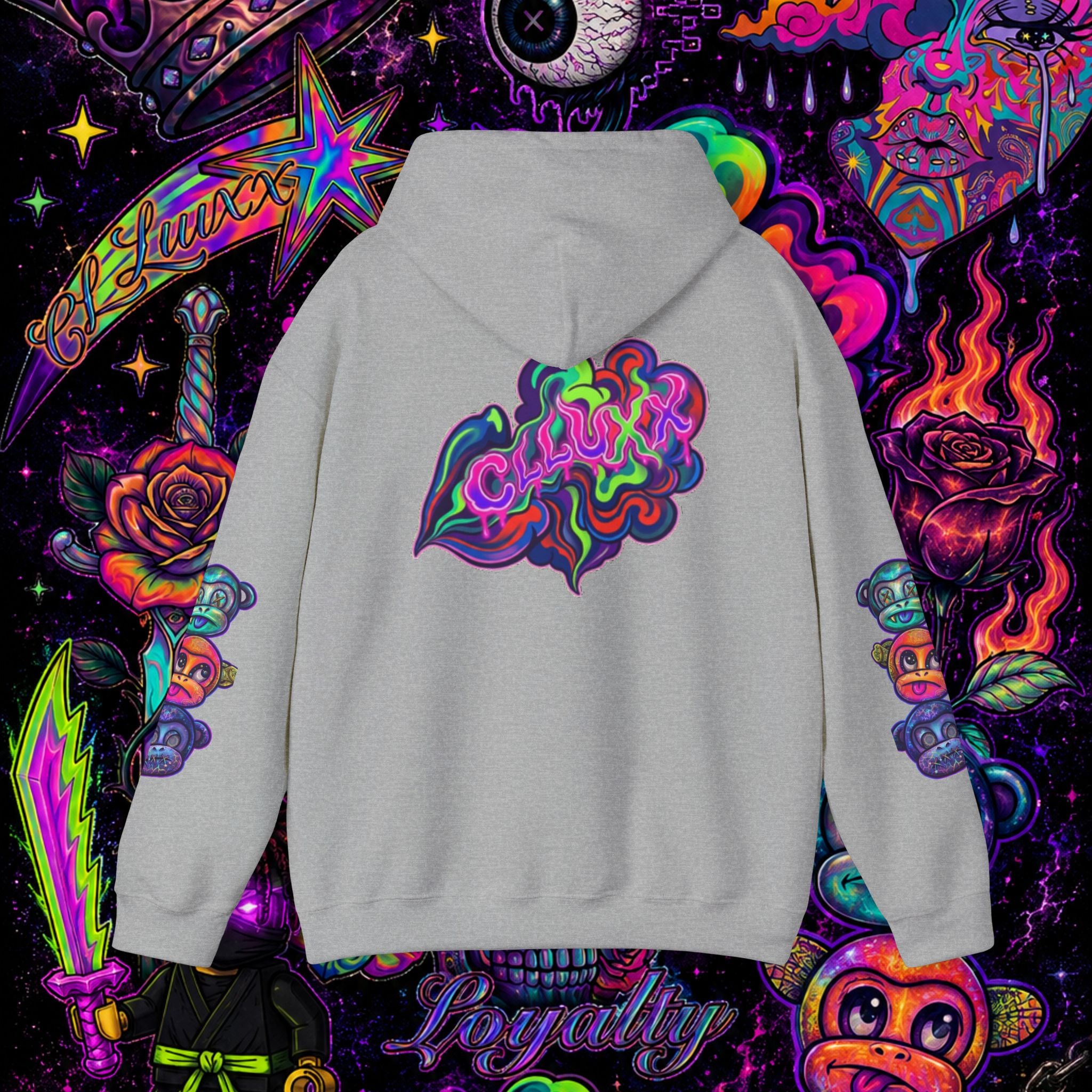 Psychedelic Heart Hoodie | CL LUXX Premium Graphic Pullover Sweatshirt