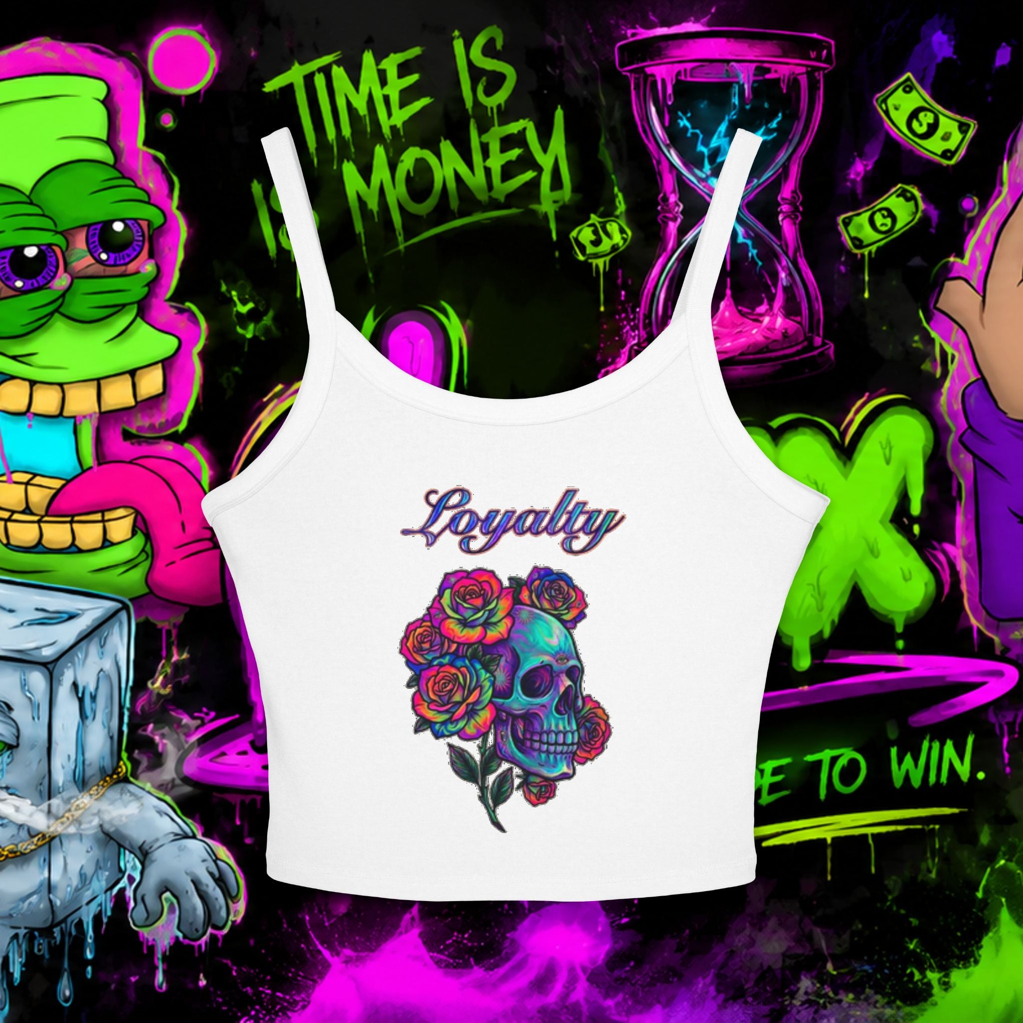 Loyalty Skull Tank Top — Women's Spaghetti Strap Crop