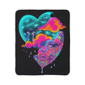 Dreamstate Sherpa Blanket – Cosmic Moon & Psychedelic Face Throw