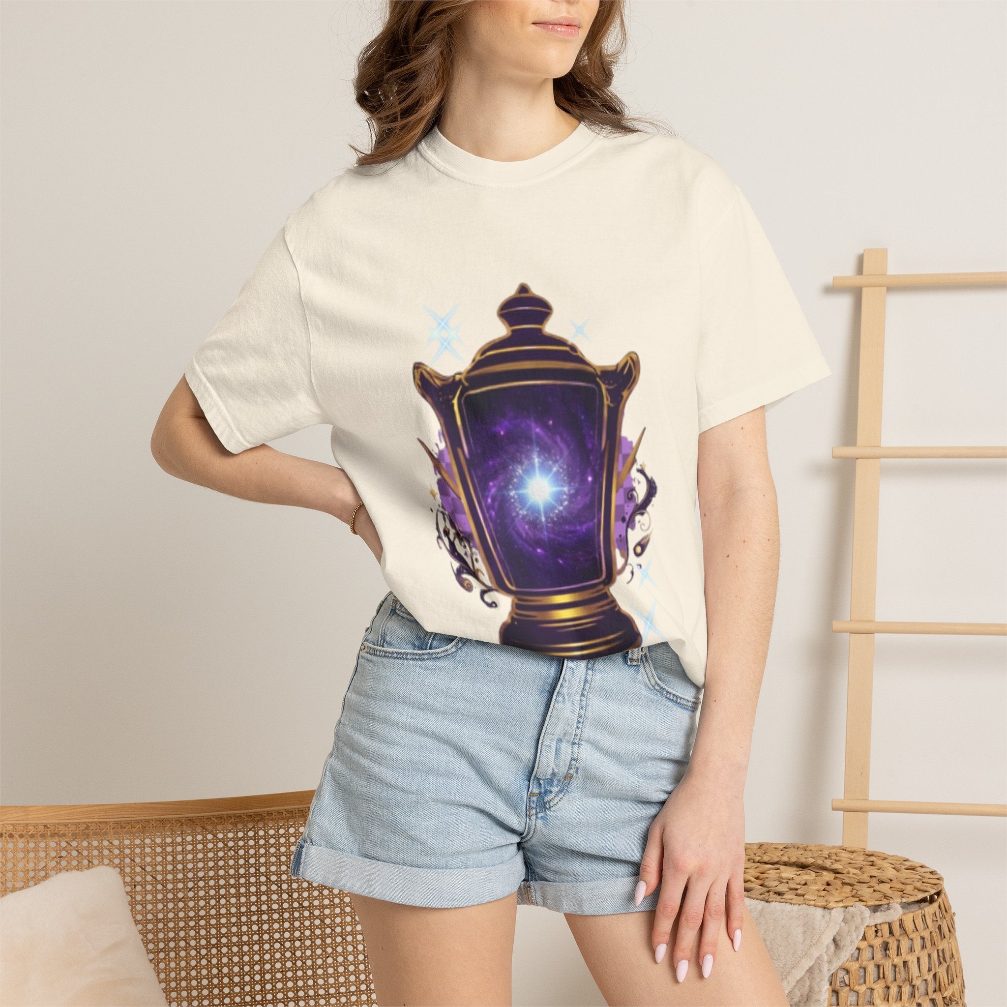 Mystic Lantern & Loyalty Skull Tee | Heavyweight Garment-Dyed Graphic T-Shirt