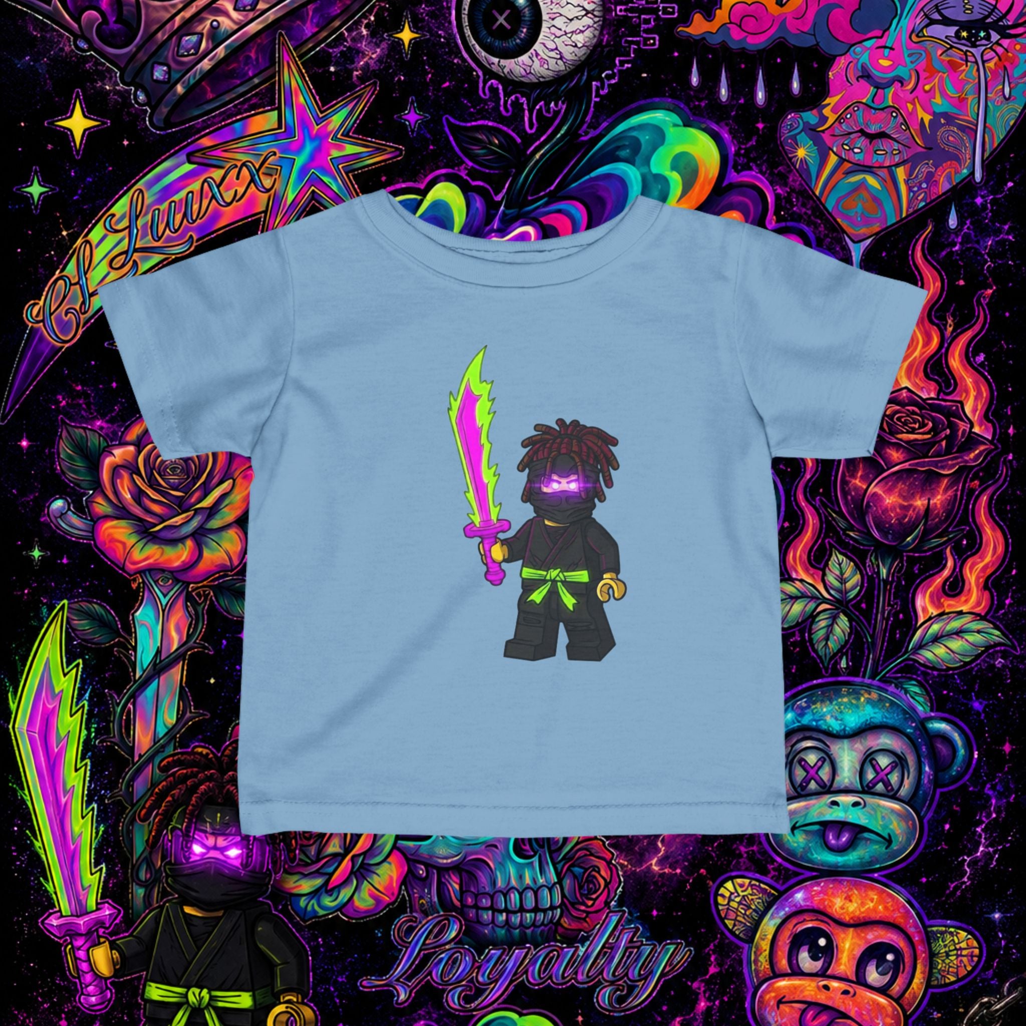 Neon Ninja Infant Tee | Cartoon Graphic Baby T-Shirt