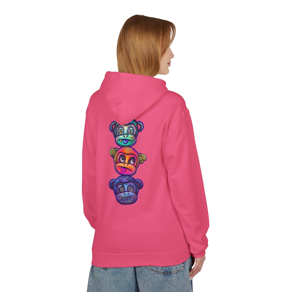No Evil Hoodie – Burning Rose Streetwear Pullover | See No Evil Hear No Evil Speak No Evil | Graphic Fleece Hoodie