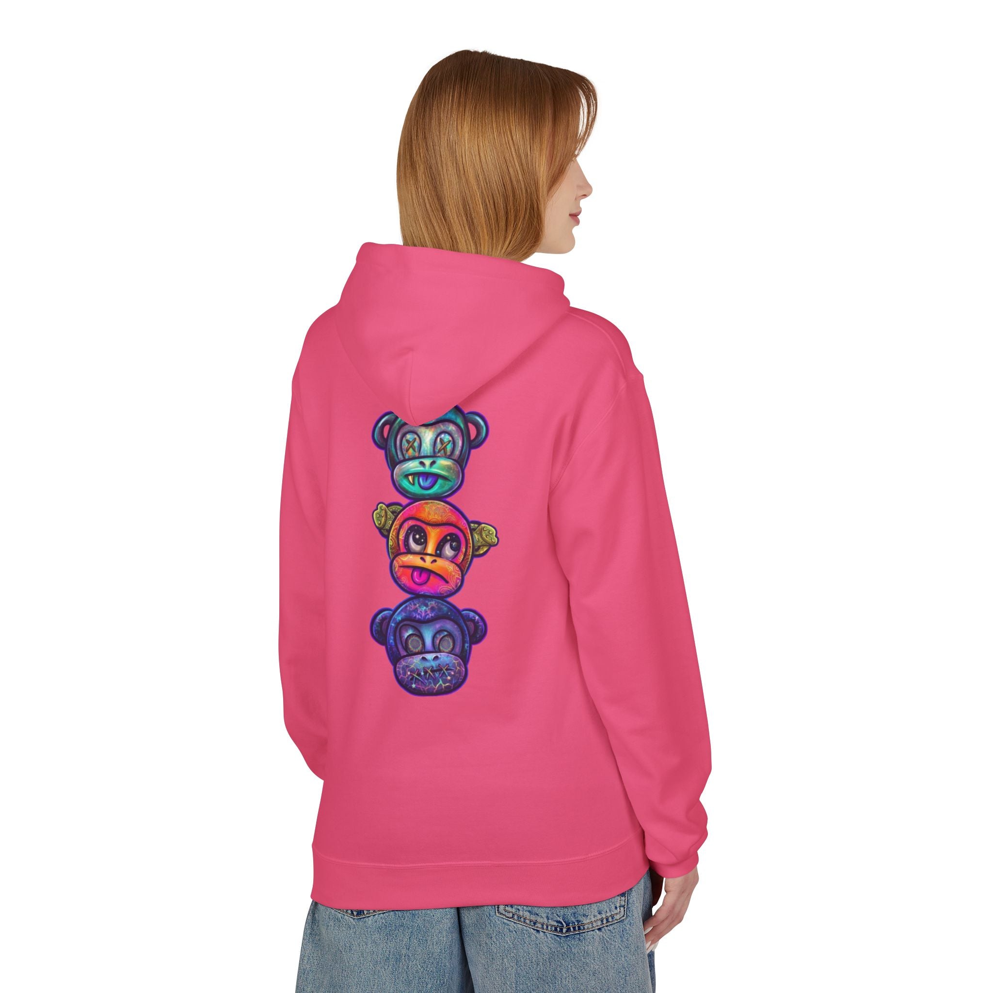 No Evil Hoodie – Burning Rose Streetwear Pullover | See No Evil Hear No Evil Speak No Evil | Graphic Fleece Hoodie