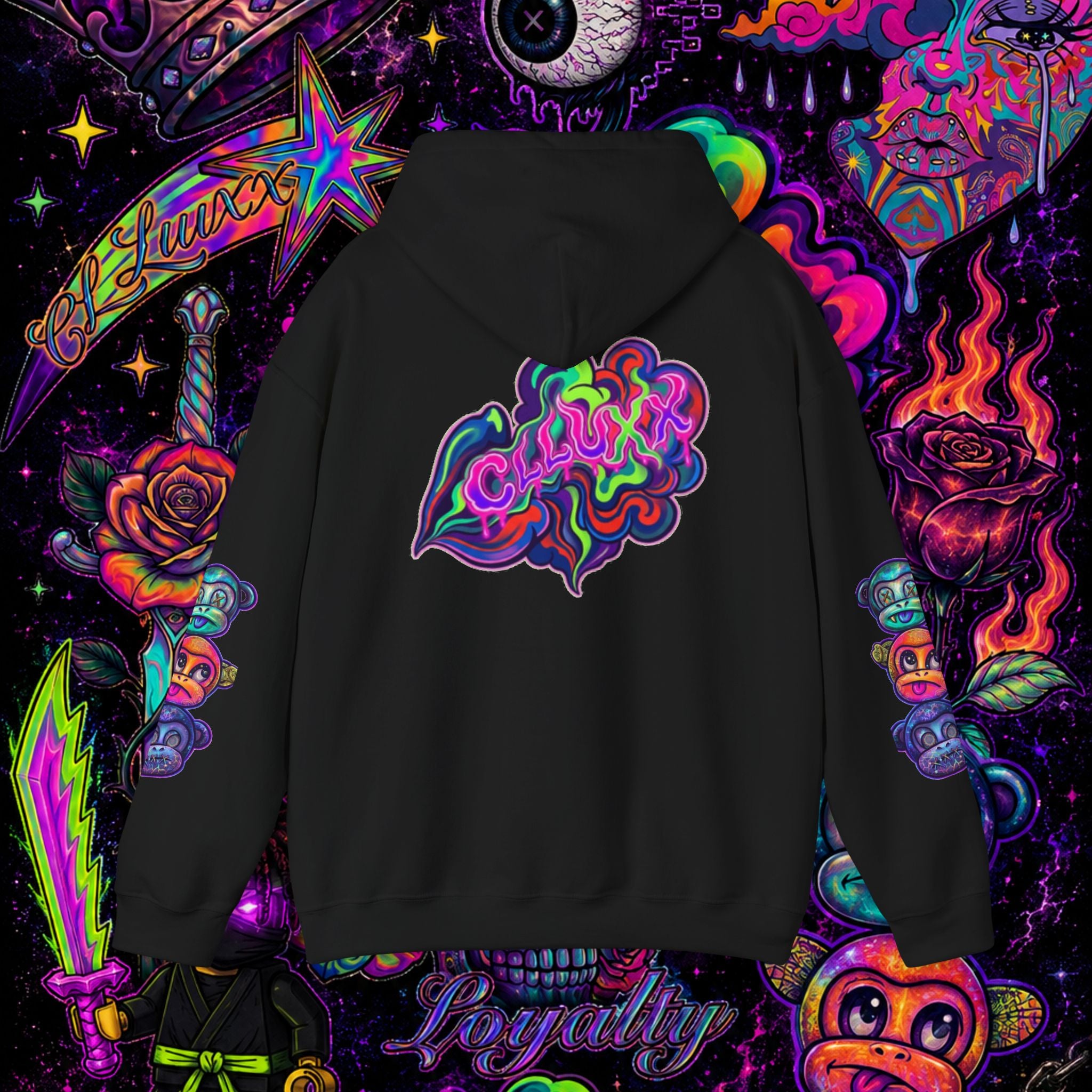 Psychedelic Heart Hoodie | CL LUXX Premium Graphic Pullover Sweatshirt