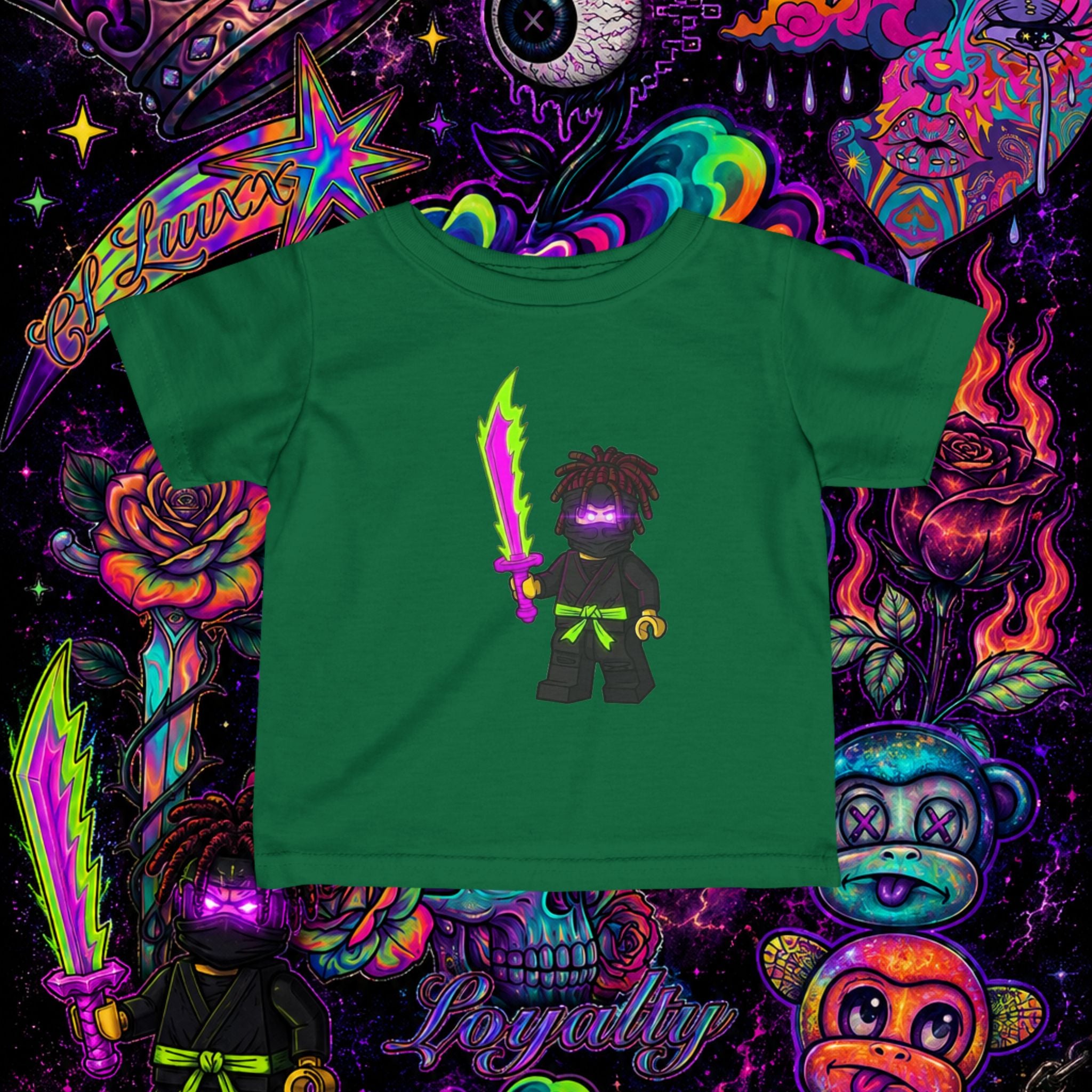 Neon Ninja Infant Tee | Cartoon Graphic Baby T-Shirt
