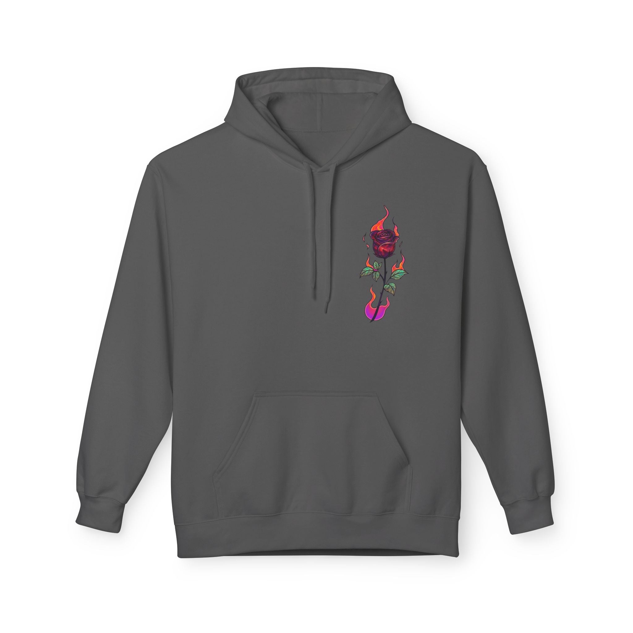 No Evil Hoodie – Burning Rose Streetwear Pullover | See No Evil Hear No Evil Speak No Evil | Graphic Fleece Hoodie