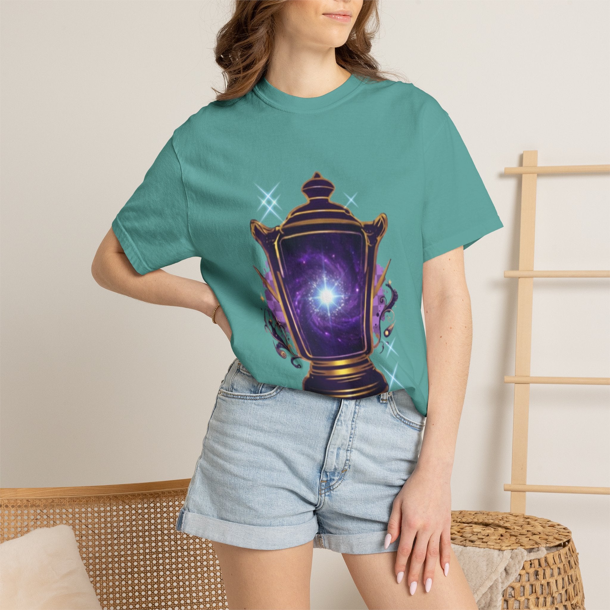 Mystic Lantern & Loyalty Skull Tee | Heavyweight Garment-Dyed Graphic T-Shirt
