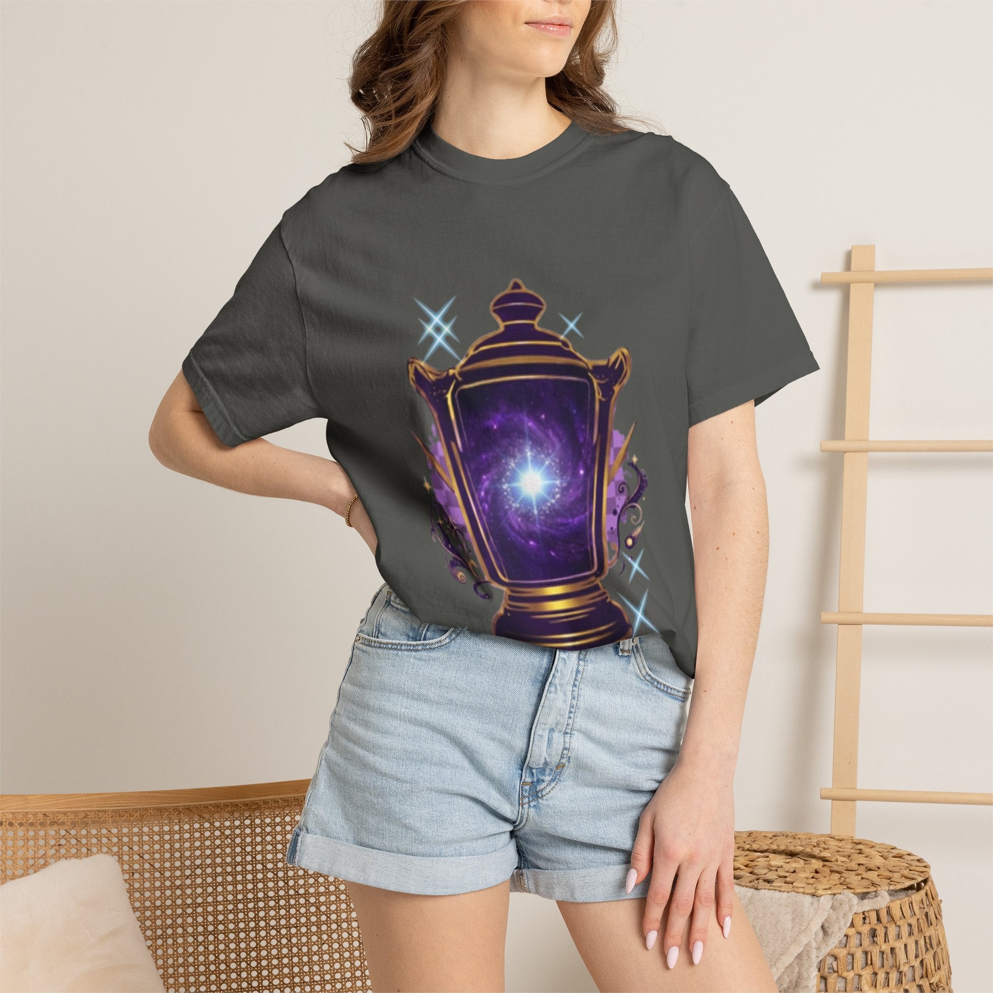 Mystic Lantern & Loyalty Skull Tee | Heavyweight Garment-Dyed Graphic T-Shirt