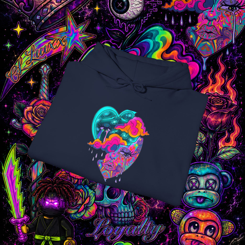Psychedelic Heart Hoodie | CL LUXX Premium Graphic Pullover Sweatshirt