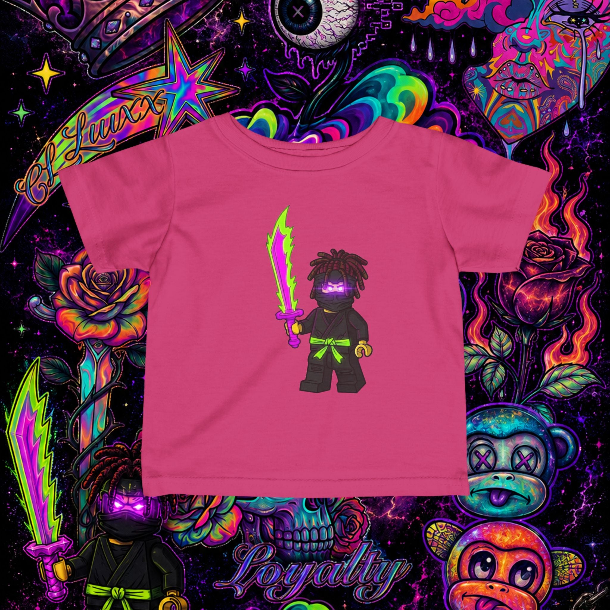 Neon Ninja Infant Tee | Cartoon Graphic Baby T-Shirt