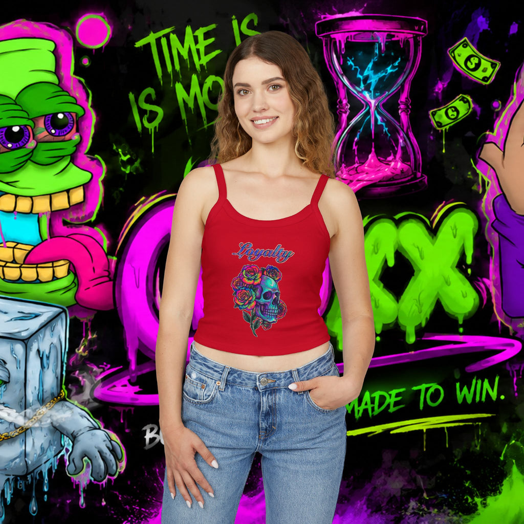 Loyalty Skull Tank Top — Women's Spaghetti Strap Crop