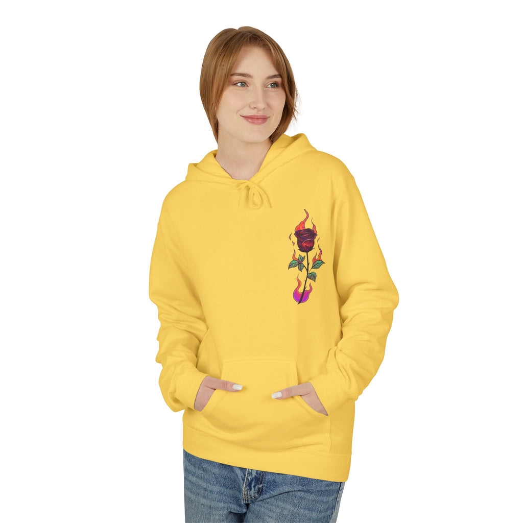 No Evil Hoodie – Burning Rose Streetwear Pullover | See No Evil Hear No Evil Speak No Evil | Graphic Fleece Hoodie