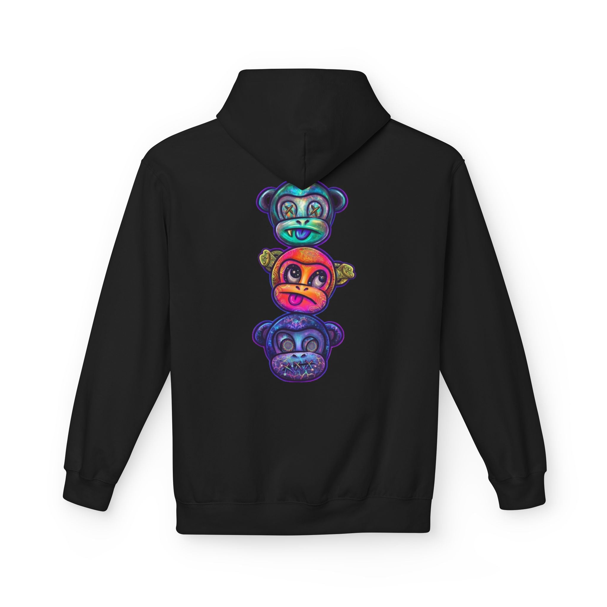 No Evil Hoodie – Burning Rose Streetwear Pullover | See No Evil Hear No Evil Speak No Evil | Graphic Fleece Hoodie