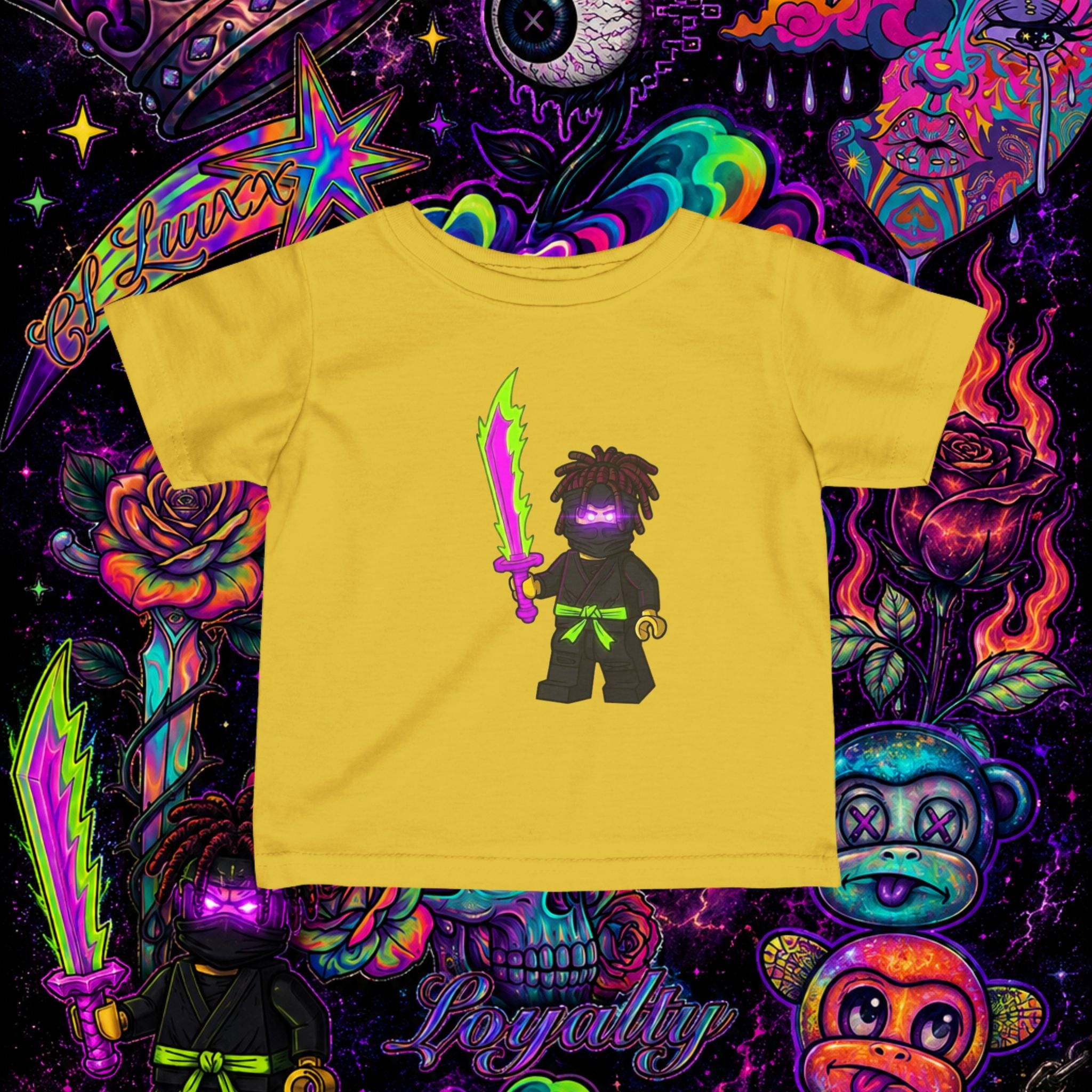 Neon Ninja Infant Tee | Cartoon Graphic Baby T-Shirt