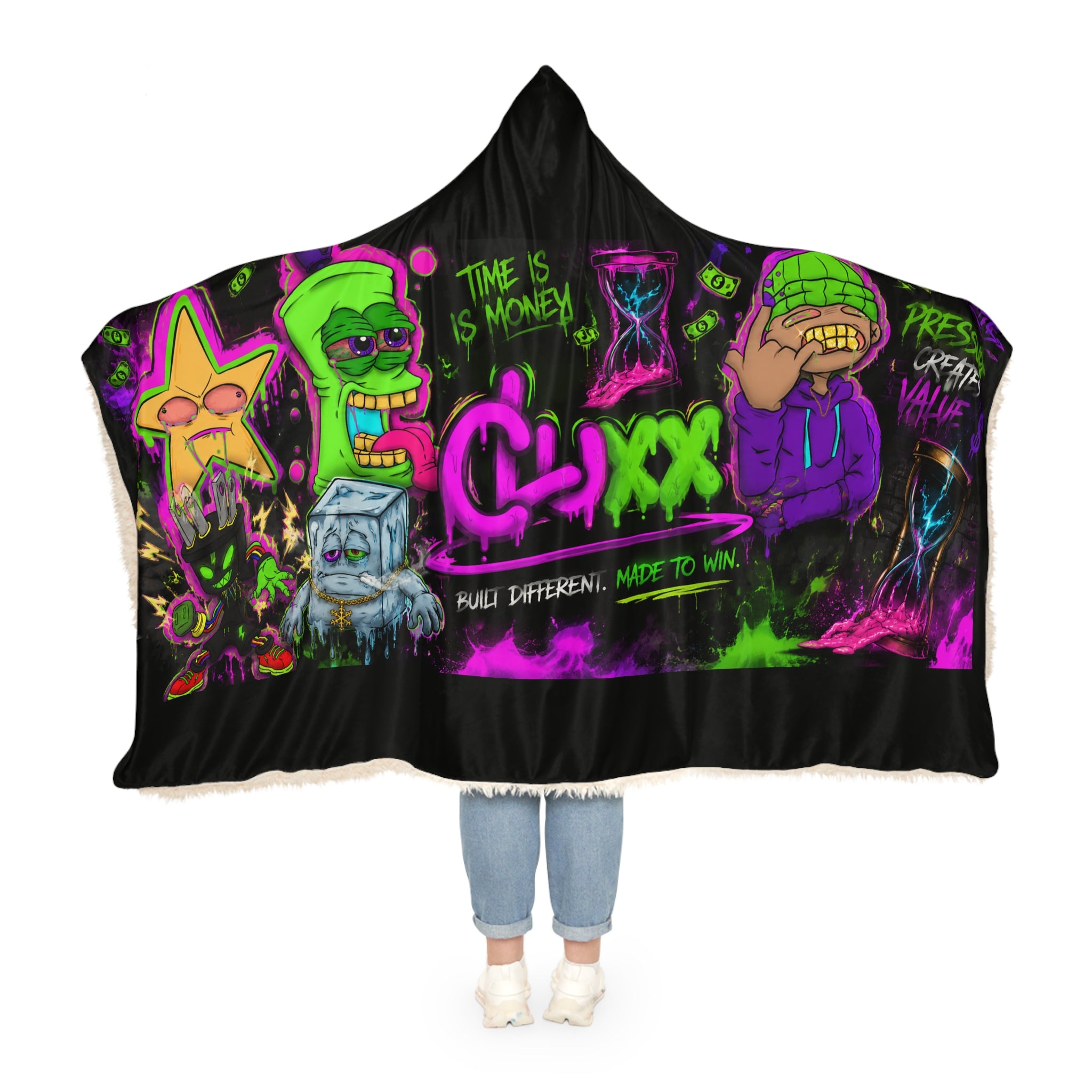 CL LUXX Time Is Money Hooded Blanket