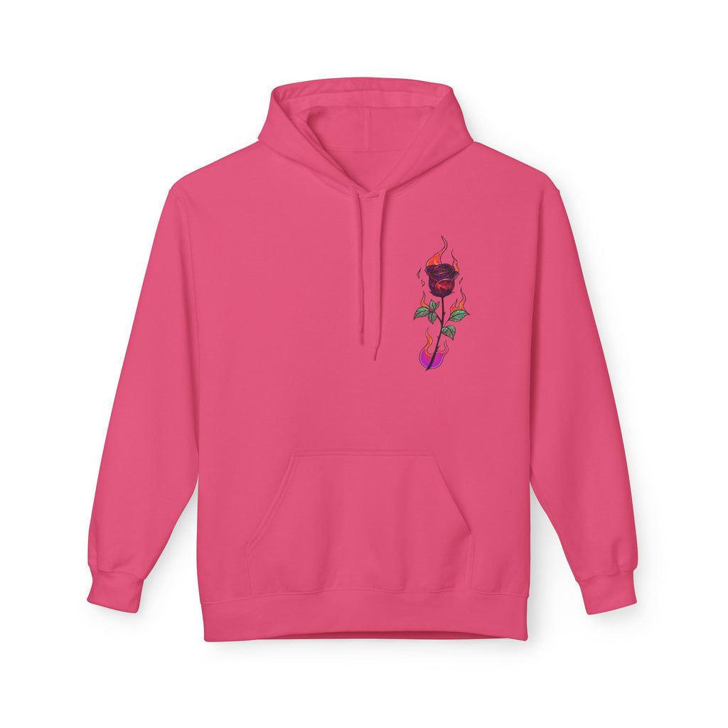 No Evil Hoodie – Burning Rose Streetwear Pullover | See No Evil Hear No Evil Speak No Evil | Graphic Fleece Hoodie