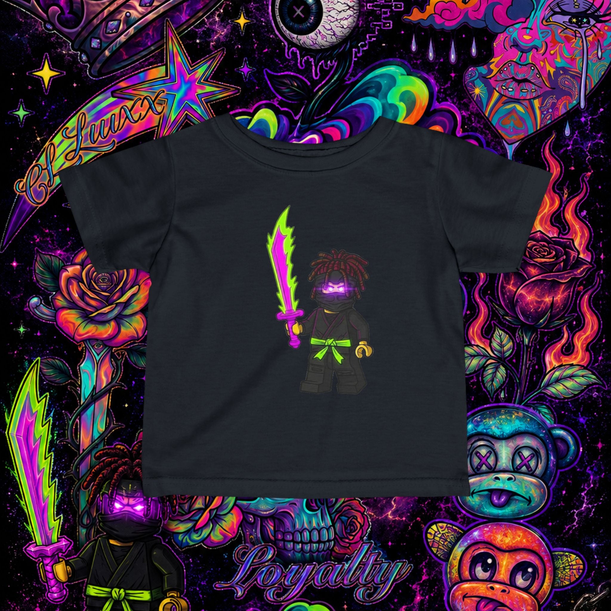 Neon Ninja Infant Tee | Cartoon Graphic Baby T-Shirt