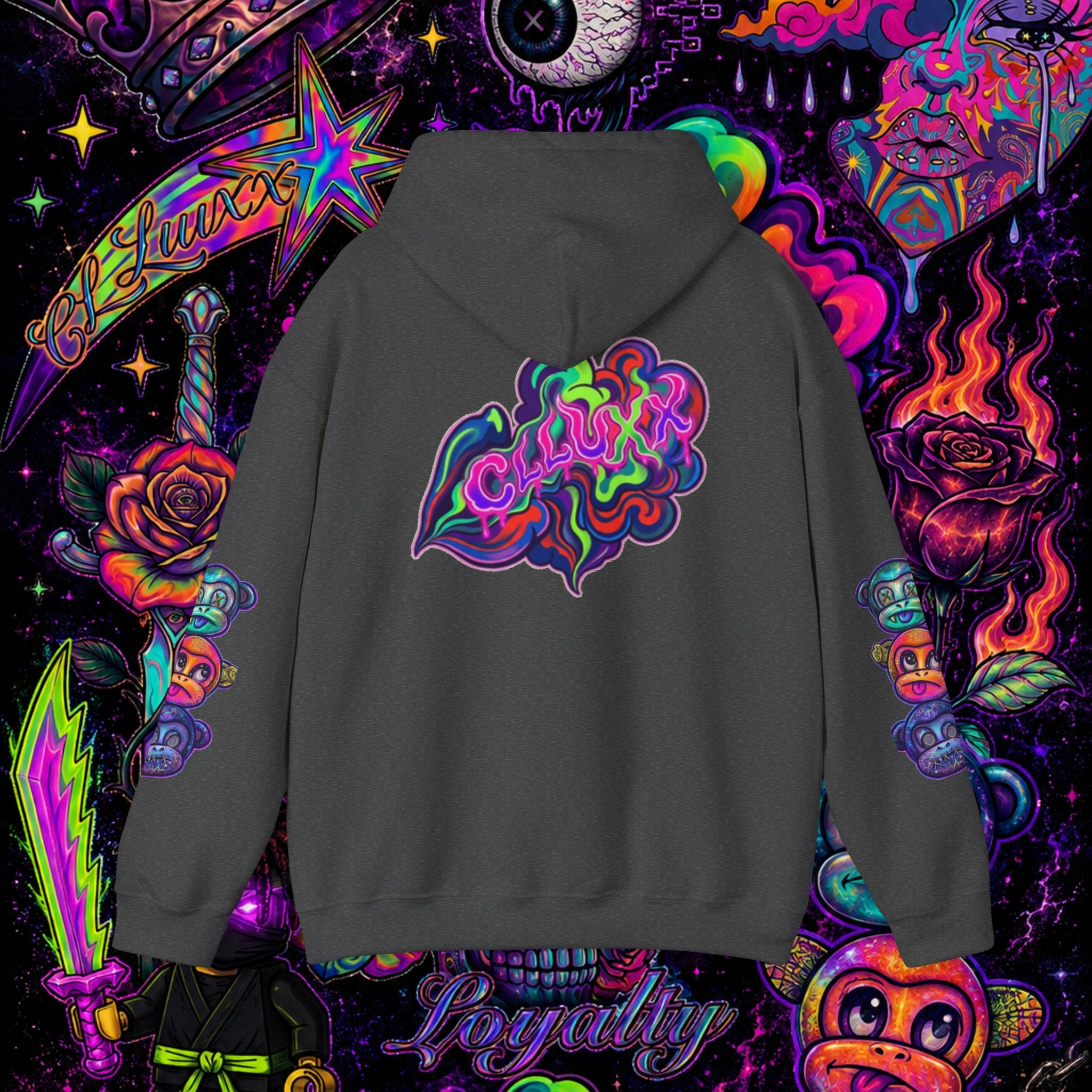 Psychedelic Heart Hoodie | CL LUXX Premium Graphic Pullover Sweatshirt