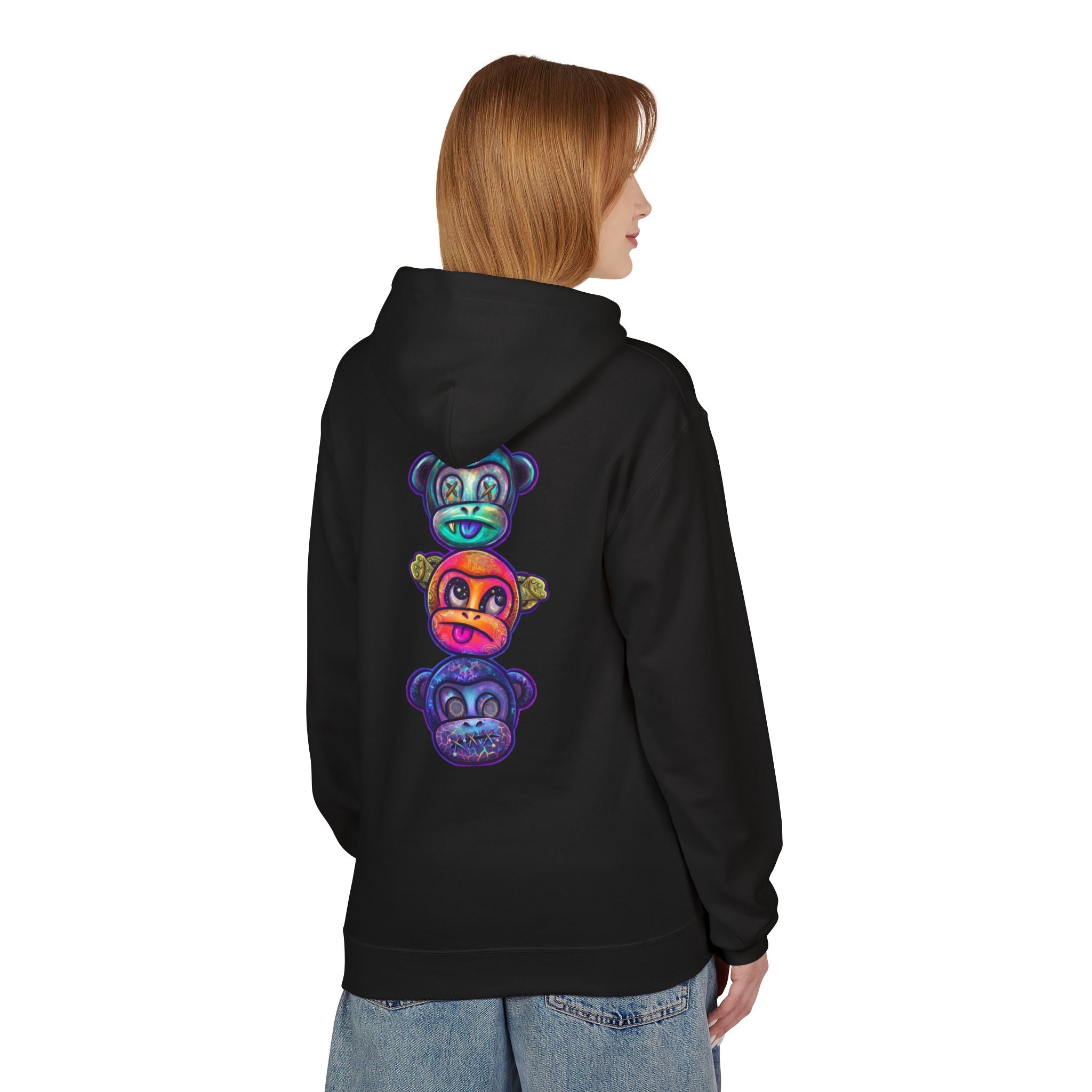 No Evil Hoodie – Burning Rose Streetwear Pullover | See No Evil Hear No Evil Speak No Evil | Graphic Fleece Hoodie