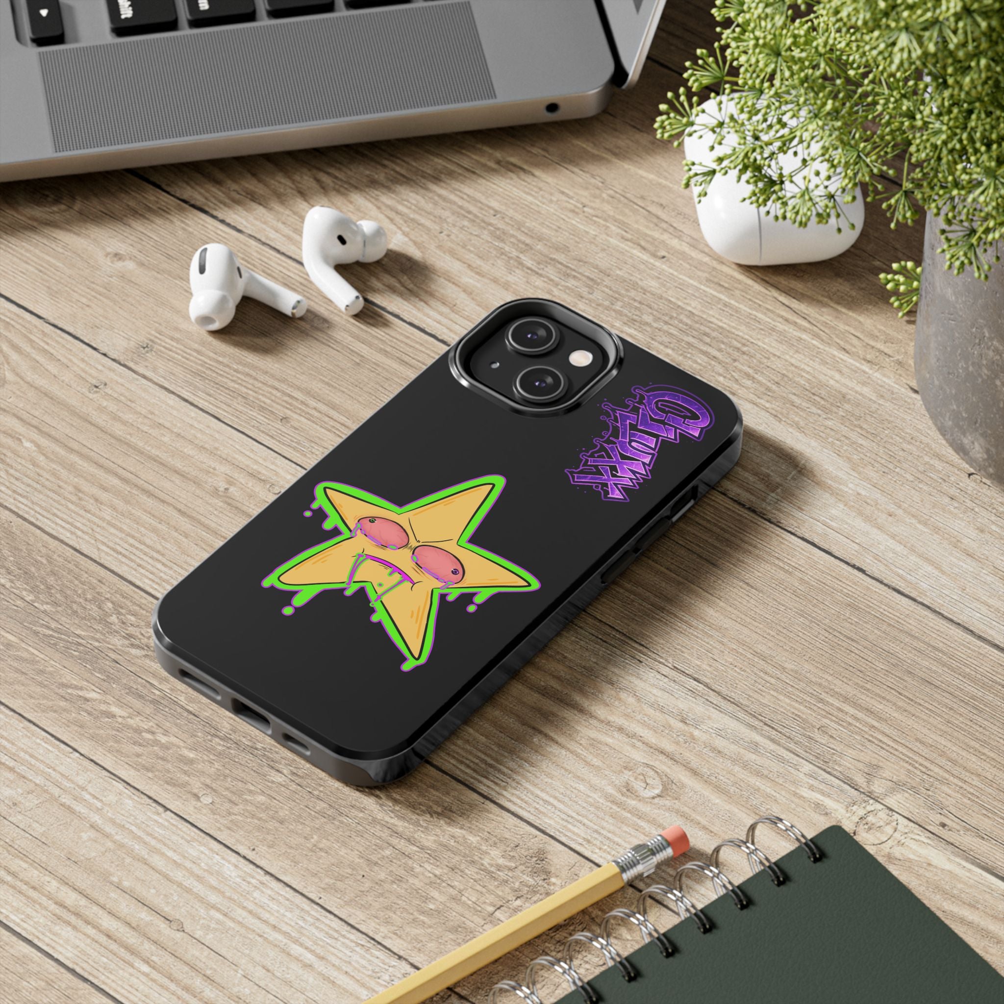 Benny The Star & CLUXX Phone Case,  Black Graphic Phone Case.