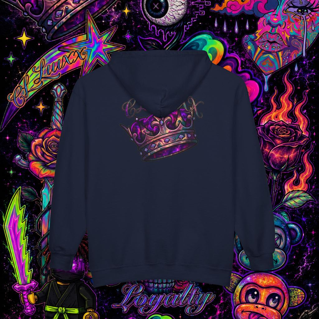 Purple Cosmic Crown Full-Zip Hoodie | Premium Graphic Zip-Up Sweatshirt